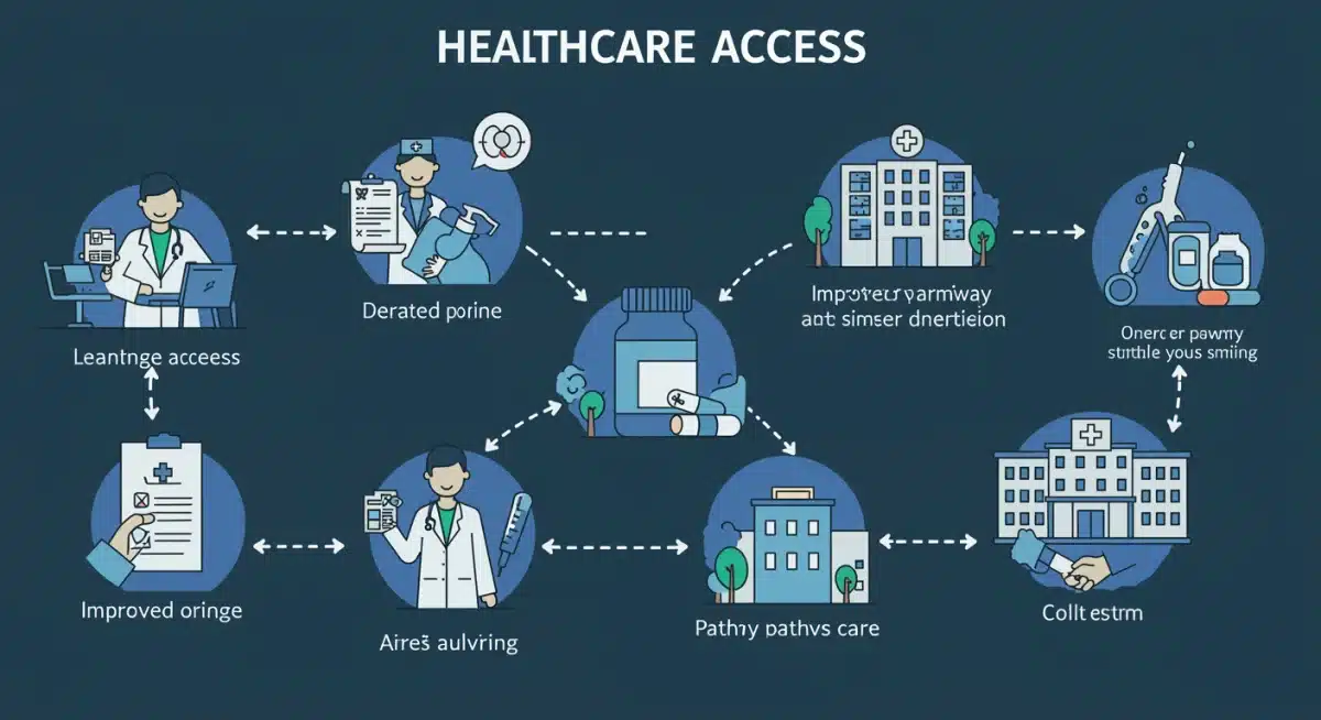 Infographic showing improved healthcare access components