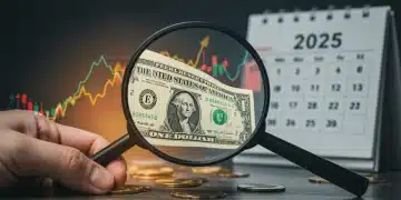 Inflation impact on money value with a magnifying glass and 2025 calendar