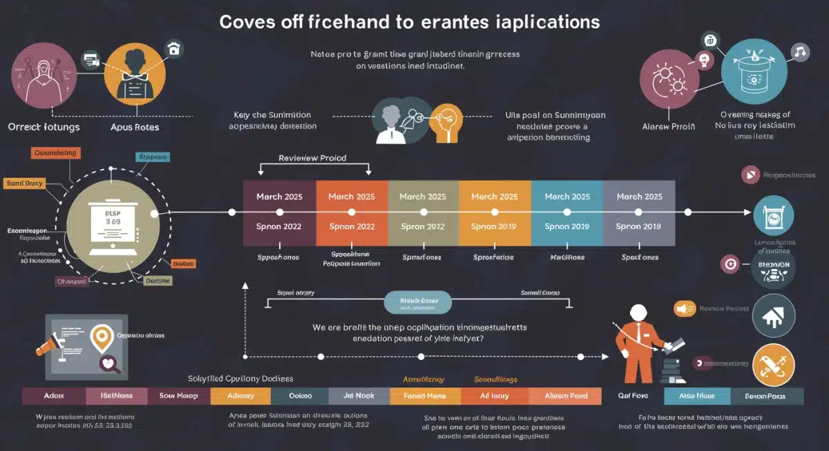Infographic detailing the federal STEM grant application timeline and key dates.