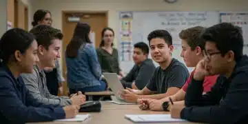 Students and educators collaboratively addressing mental health in a supportive school environment