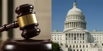 Two gavels on legal documents, symbolizing Supreme Court decisions and their impact on US national policy.