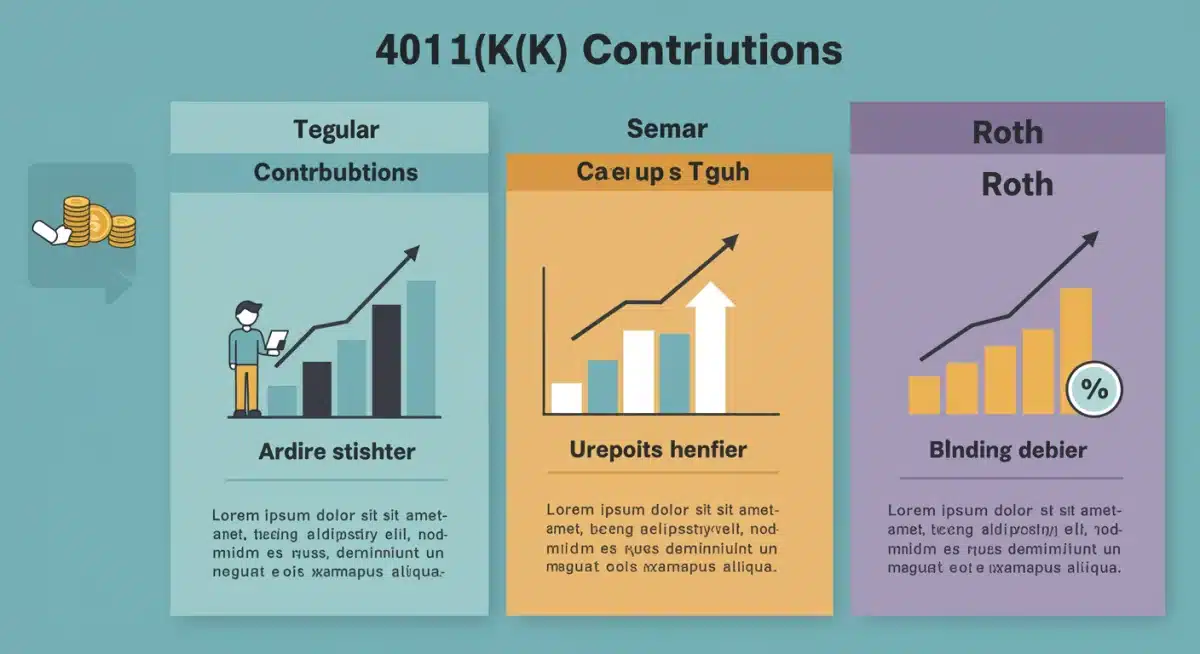 Infographic illustrating various 401(k) contribution types and benefits