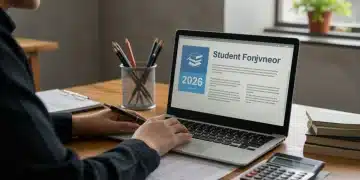 Student researching loan forgiveness programs on a laptop for 2026