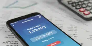 Smartphone displaying a banking app with 4.5% APY high-yield savings account