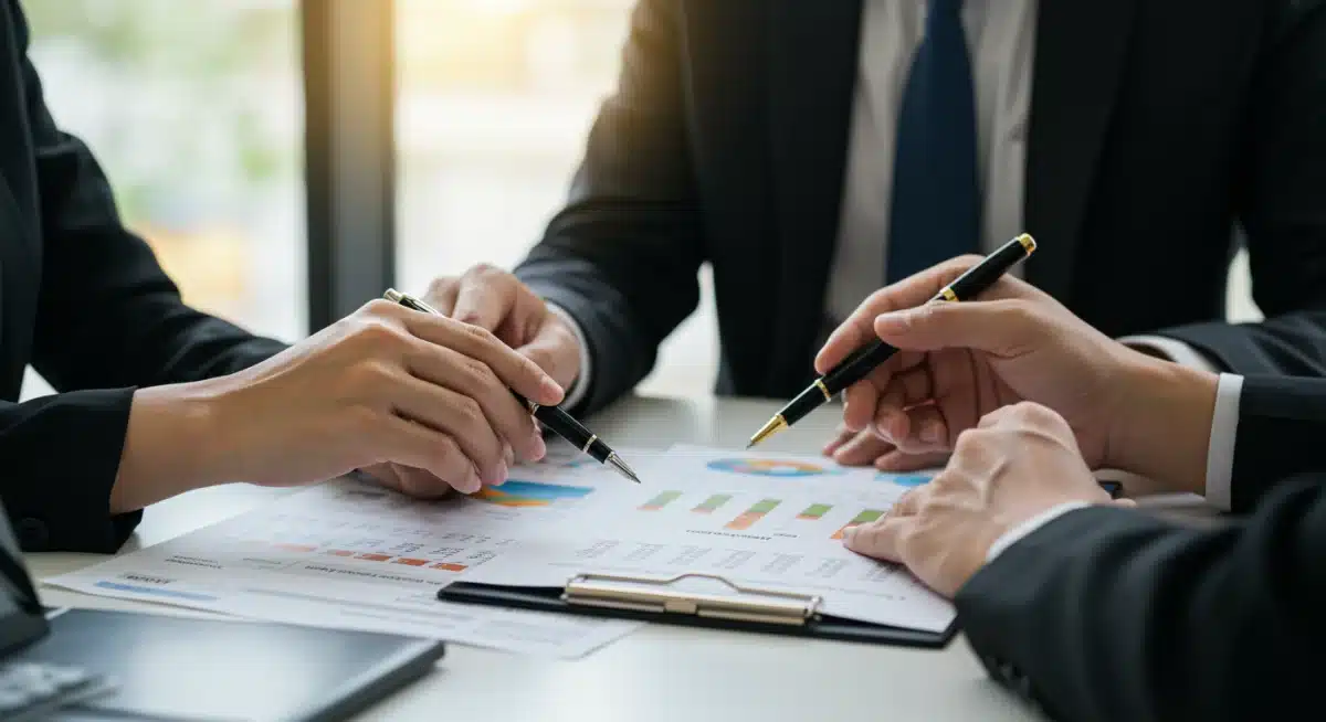 Financial advisor explaining benefits cost savings to business owner