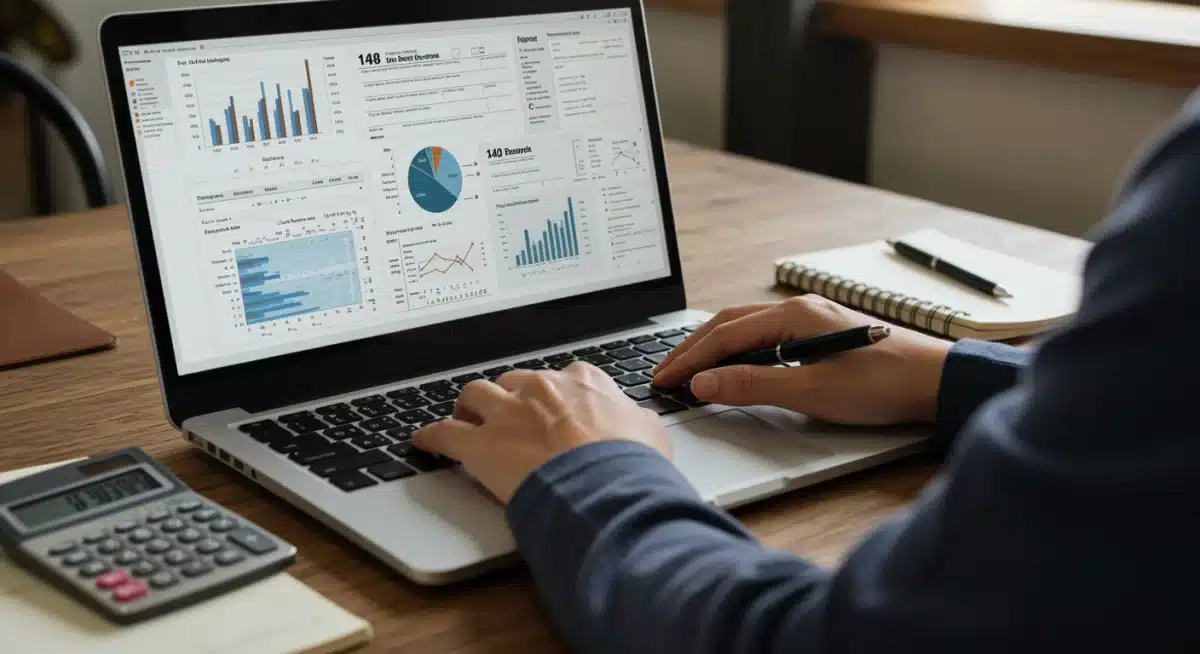Individual analyzing financial data on a laptop, planning for upcoming tax changes.