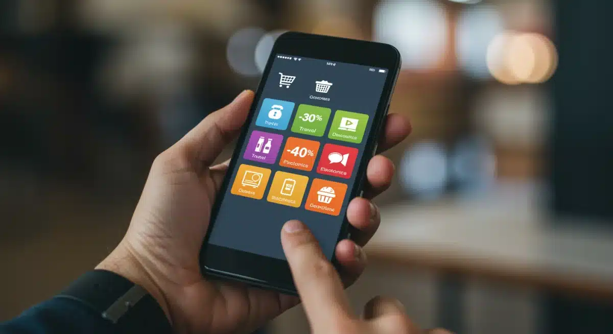 Smartphone app displaying categories of employee discounts for everyday use
