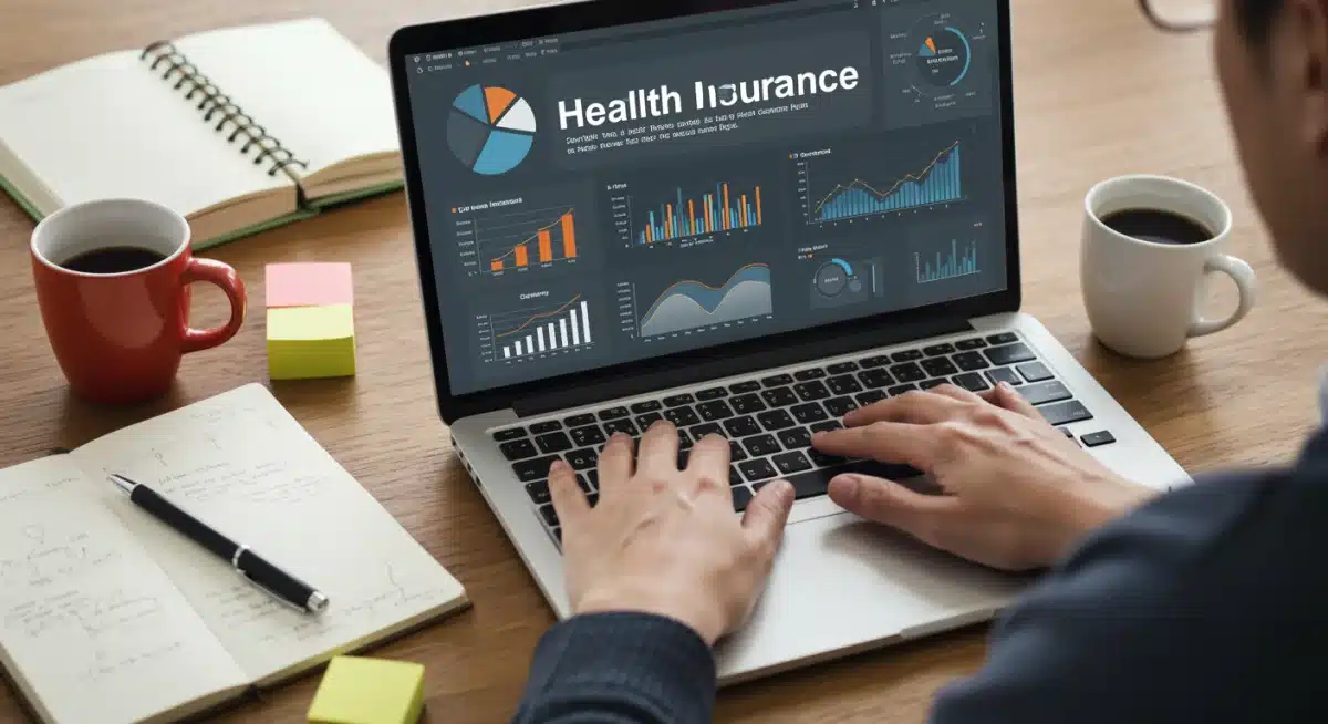 Comparing federal health insurance plans on laptop