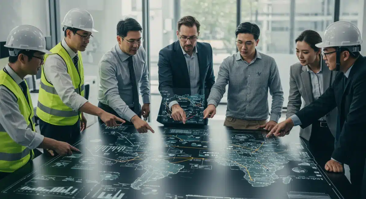Professionals collaborating on supply chain strategic planning