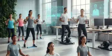Employees engaged in diverse innovative wellness activities in a modern office