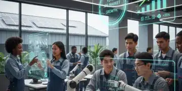 Students learning with advanced technology in a modern vocational training center, symbolizing future job readiness.