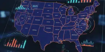 Digital map of the US highlighting battleground states for 2026 Midterm Elections with polling data overlays.