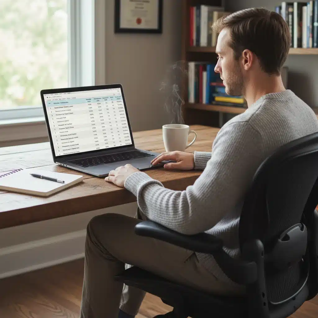 Person comparing high-yield savings accounts on a laptop, showing different APY rates and features.