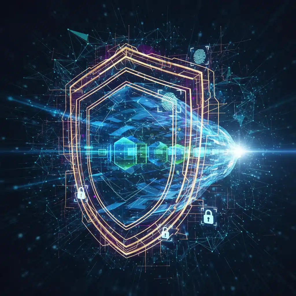 Secure data flow and encryption with padlock icons