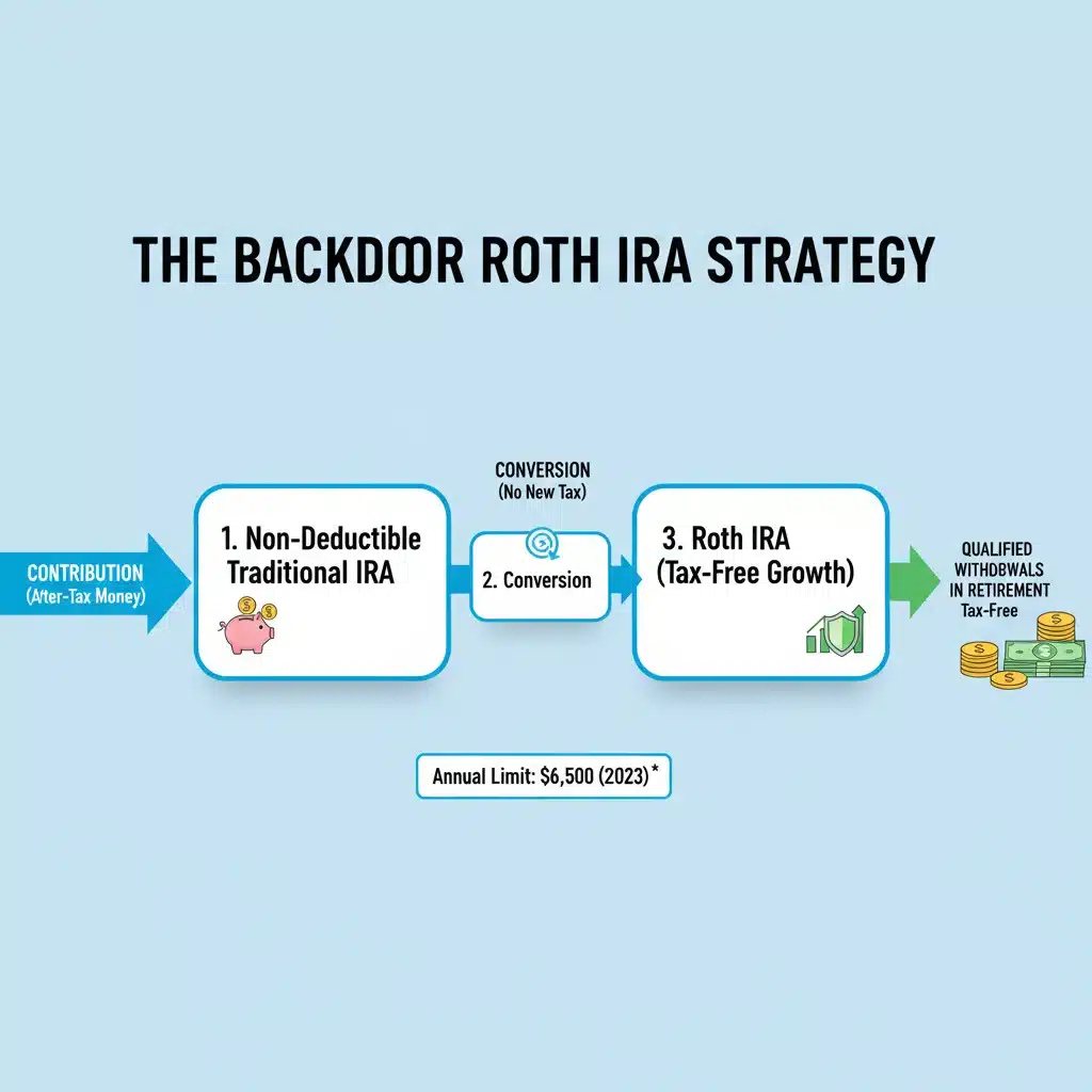 Diagram illustrating the Backdoor Roth IRA contribution process