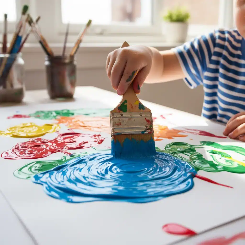 Child's hands engaged in creative painting activity
