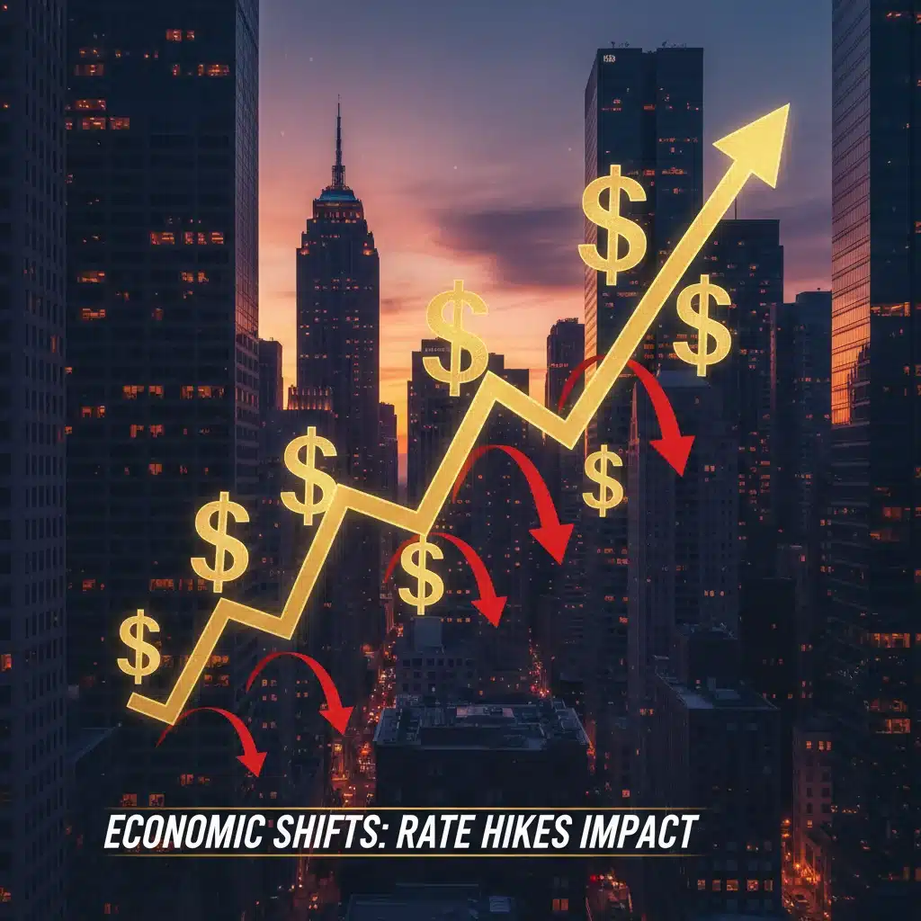 Rising interest rate graph impacting urban economy