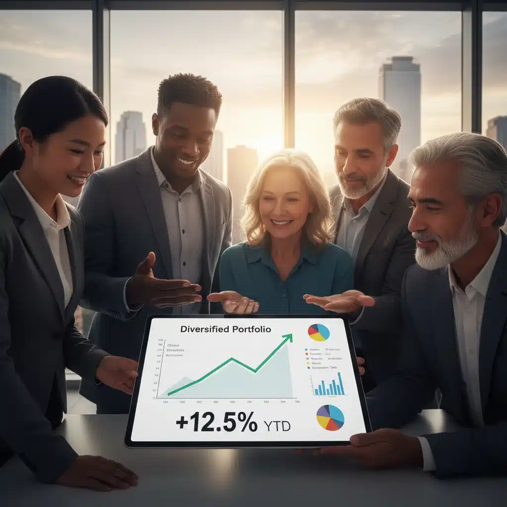 Diversified investment portfolio showing positive returns