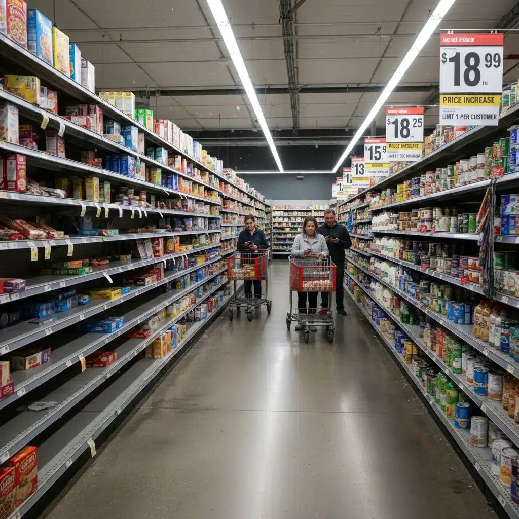 Empty supermarket shelves and increased consumer prices