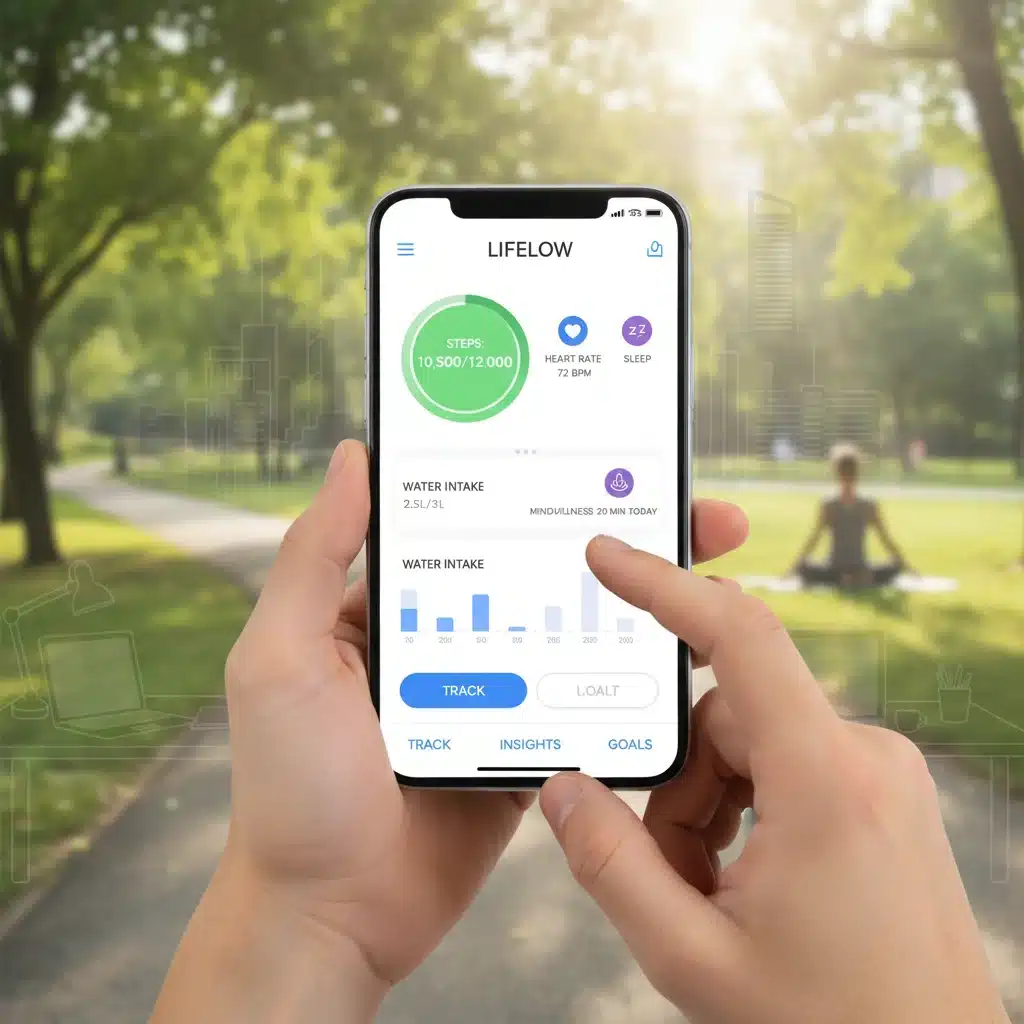 Employee tracking fitness and well-being on a mobile app