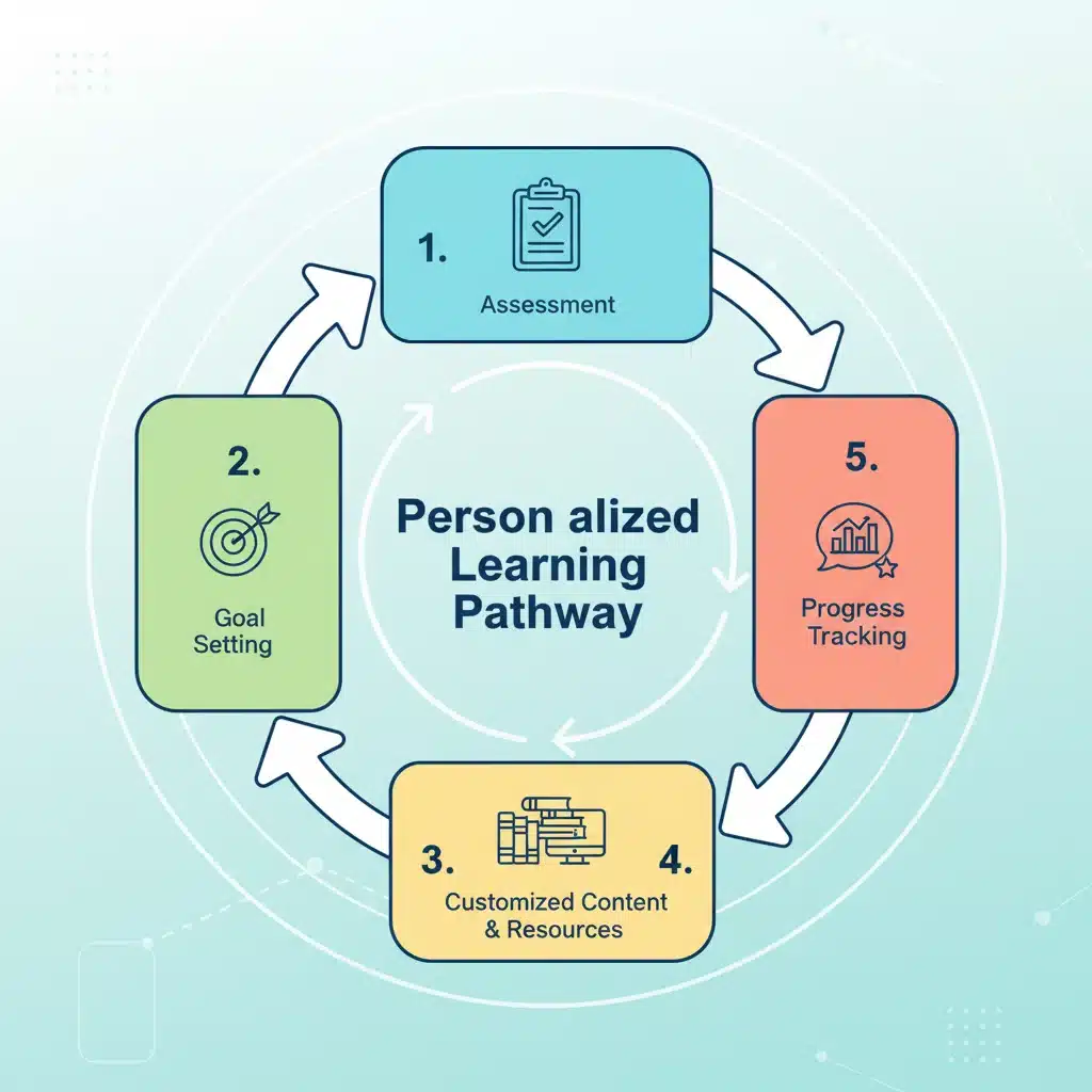 Infographic showing components of a personalized learning pathway cycle