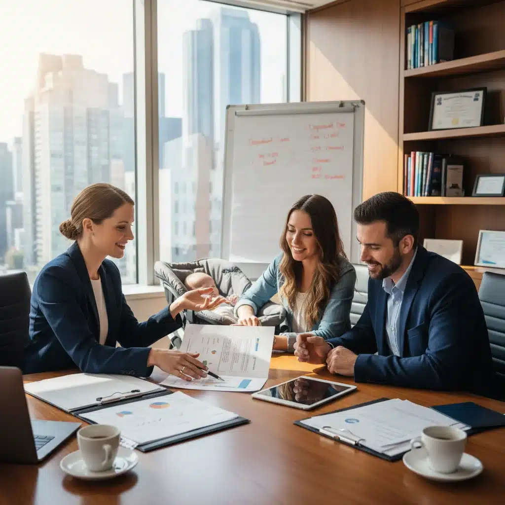 Financial advisor explaining dependent care benefit strategies to a couple