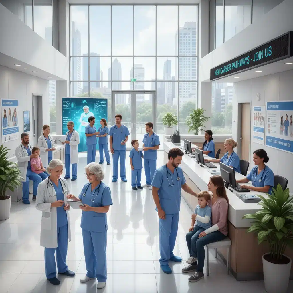 Healthcare workers caring for patients in a hospital setting.