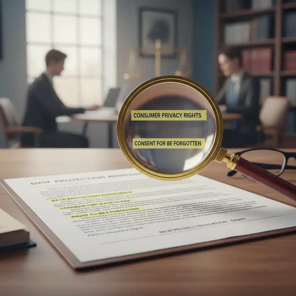 Magnifying glass over data protection legal document